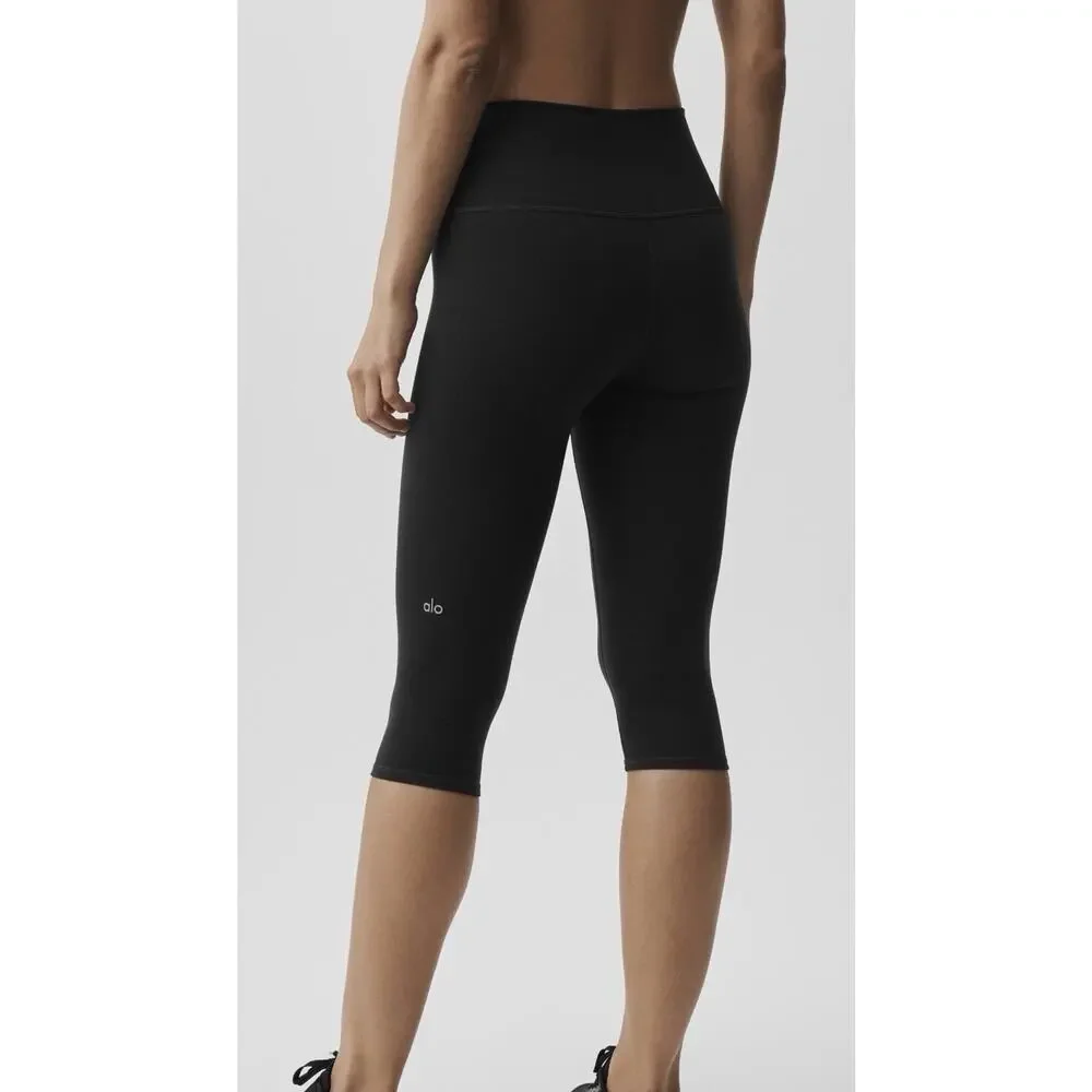 NWT Alo Yoga Airbrush High-Waist Capri Leggings Compression Black XXS 16